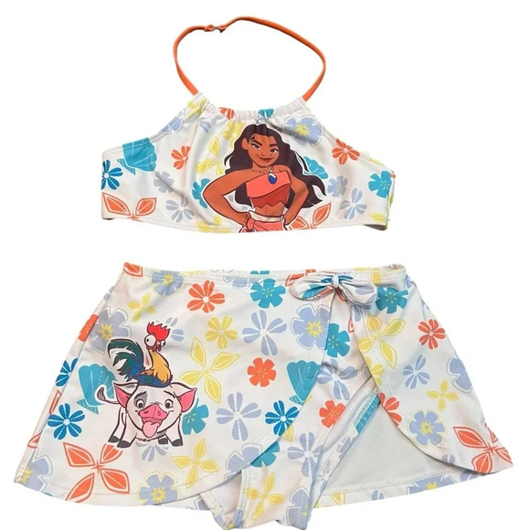 Disney Other - Disney Moana Two Piece Halter Bikini Skirt Set Size 9/10